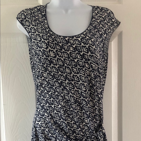 Ivory, Navy, Teal Studio M Tie/ Wrap Dress! - Picture 6 of 7